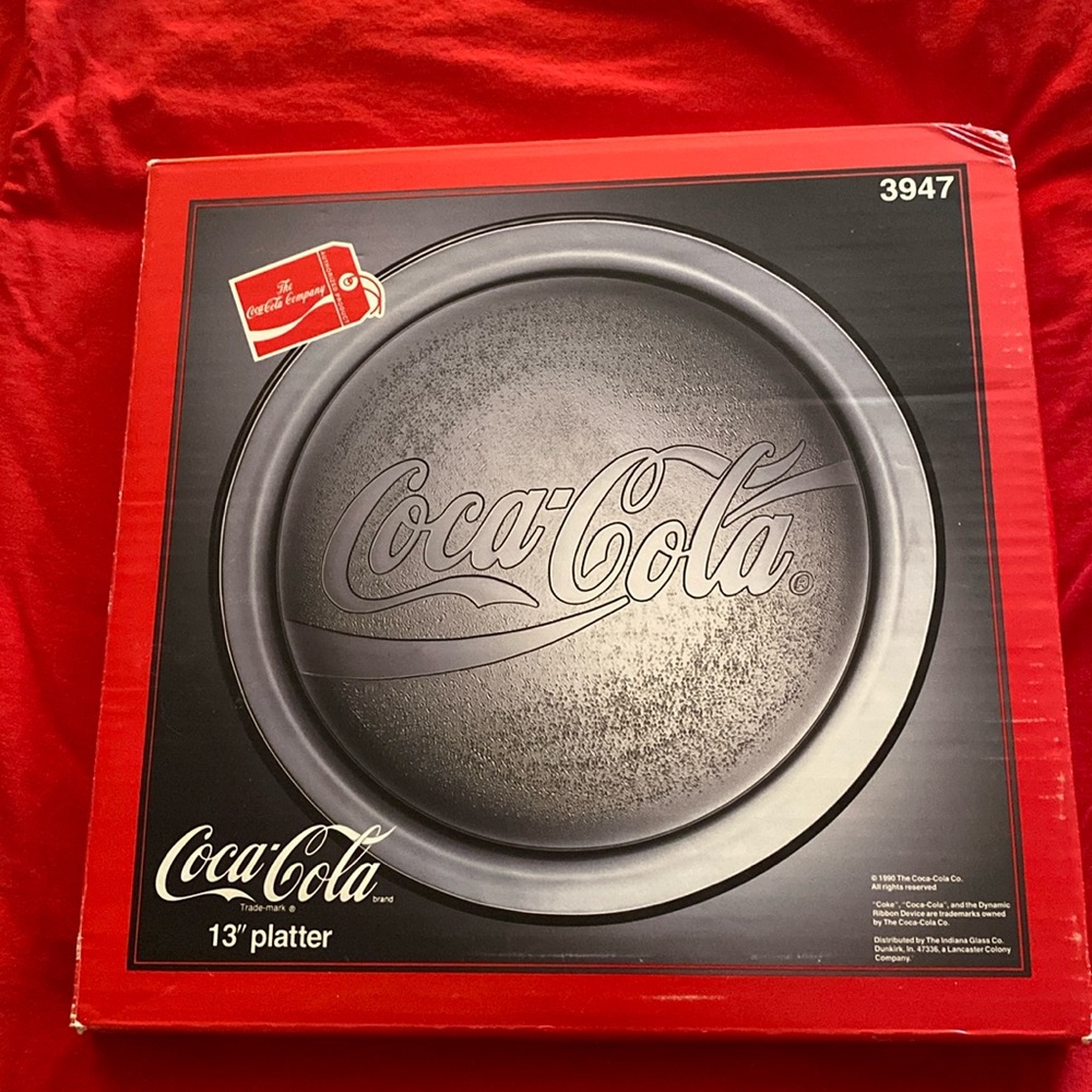 1990 Coca-Cola glass platter.